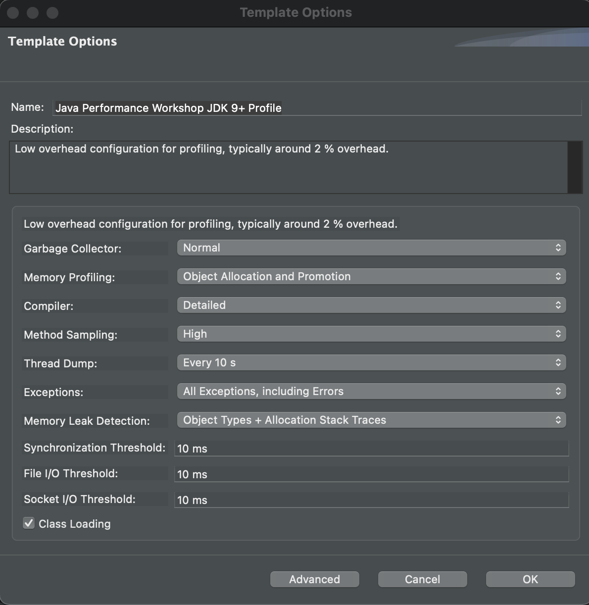 JFR Settings